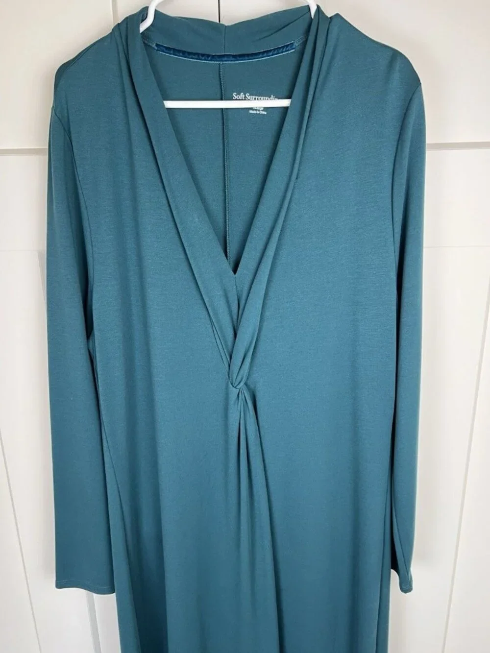 Soft Surroundings Lagia Maxi Dress XL Teal Twist Front Long Sleeve NWT $120 - Picture 5 of 12